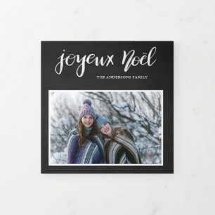 Carte De Fin D'année Trois Volets Joyeux Noel  Chalkboard Vintage Multi Photo