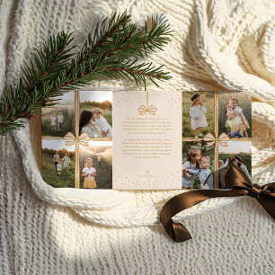 Carte De Fin D'année Trois Volets Joyeux Noël Elegant Bow Présent Photo Collage