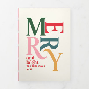 Carte De Fin D'année Trois Volets Joyeux vintage coloré photo de Noël