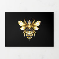 Logo Faux Gold Foil Bee Polygonal sur Noir
