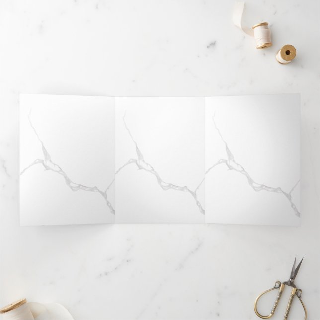 Carte De Fin D'année Trois Volets Marbre Blanc  (Intérieur)
