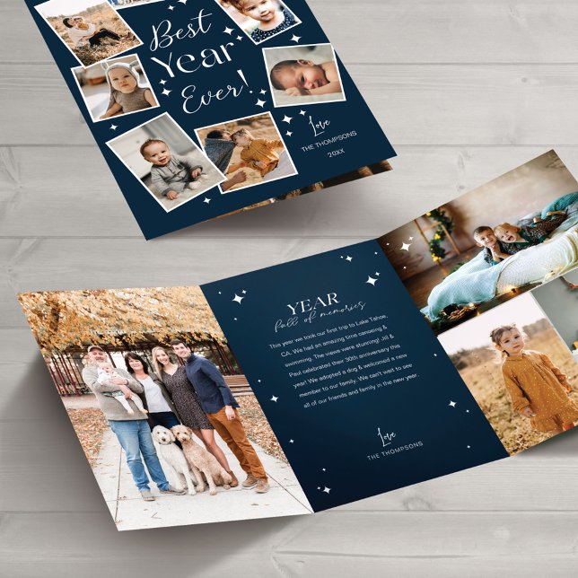 Carte De Fin D'année Trois Volets Meilleure année jamais ! Collage d'album photo de  (Créateur téléchargé)