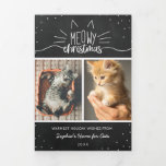 Carte De Fin D'année Trois Volets Meowy Christmas Photo Collage Cat Shelter<br><div class="desc">Carte de Noël triplée avec une pièce pour quatre photos, parfait pour un abri pour chat ou quelqu'un avec beaucoup de chats! Ajoutez des photos de vos précieuses boules de fourrure avec un accueil de Noël et tout ce dont vous avez besoin. La carte triplée a des modèles pratiques où...</div>
