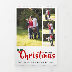Carte De Fin D'année Trois Volets Merriest Noël saint baie, photo collage
