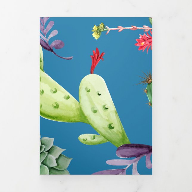 Carte De Fin D'année Trois Volets Motif Cactus 5 (Page de couverture)