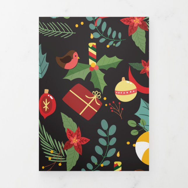 Carte De Fin D'année Trois Volets Motif de Noël 3 (Page de couverture)