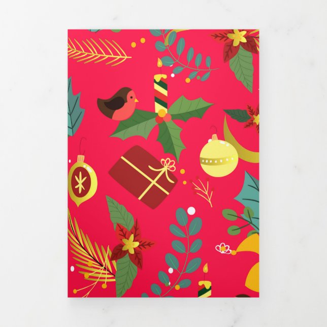 Carte De Fin D'année Trois Volets Motif de Noël 6 (Page de couverture)