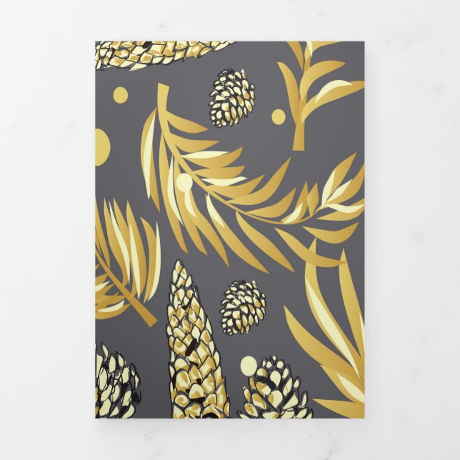 Carte De Fin D'année Trois Volets Motif de Noël, pin neige 2 (Page de couverture)