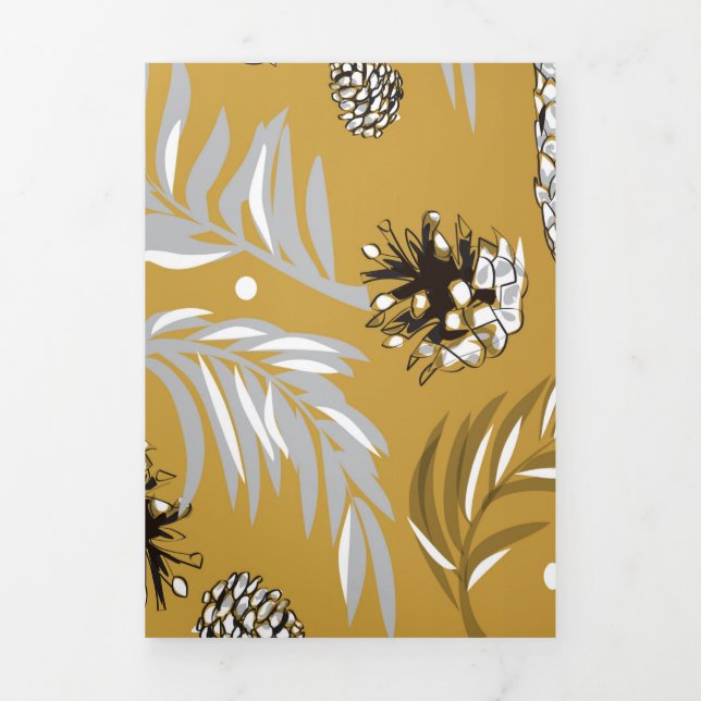 Carte De Fin D'année Trois Volets Motif de Noël, pin neige 6 (Page de couverture)