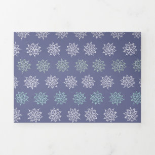 Carte De Fin D'année Trois Volets Motif d'hiver Flèches bleues et blanches