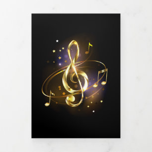Carte De Fin D'année Trois Volets Musique de clé de sol en or