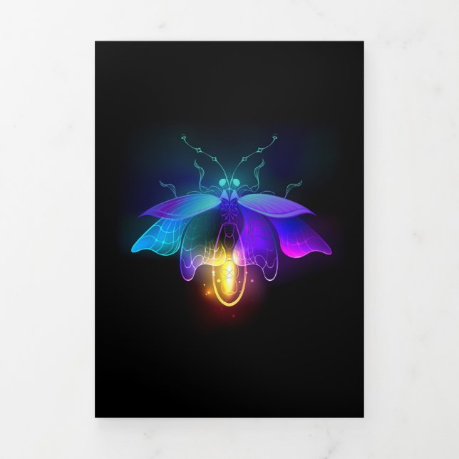 Carte De Fin D'année Trois Volets Neon Firefly sur noir (Page de couverture)
