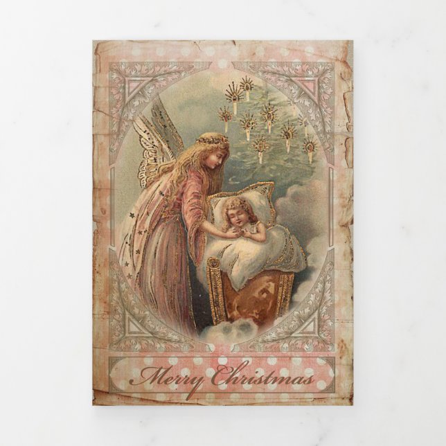 Carte De Fin D'année Trois Volets Noël Angel 1 - Carte de voeux (Page de couverture)