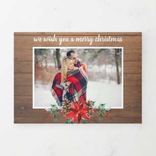 Carte De Fin D'année Trois Volets Noël en bois rustique multi photo