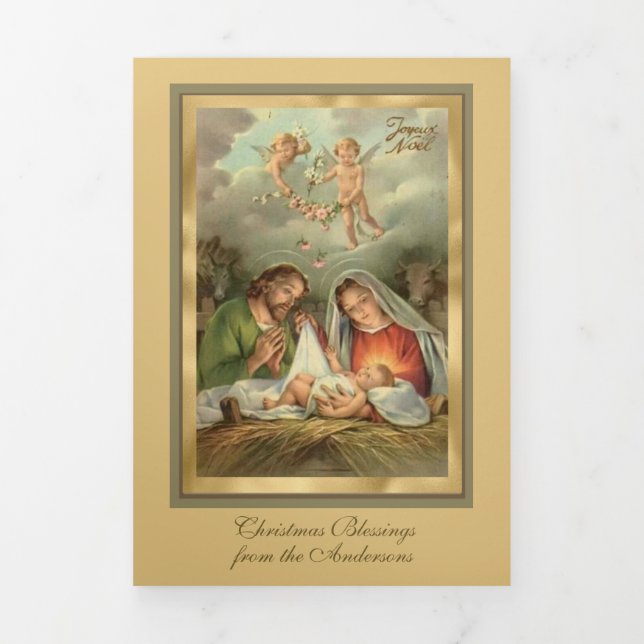 Carte De Fin D'année Trois Volets Noël religieux Jésus Vierge Marie Saint Joseph (Page de couverture)