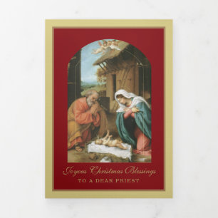 Carte De Fin D'année Trois Volets Noël religieux Jésus Vierge Marie Saint Joseph