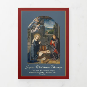 Carte De Fin D'année Trois Volets Noël religieux Jésus Vierge Marie Saint Joseph