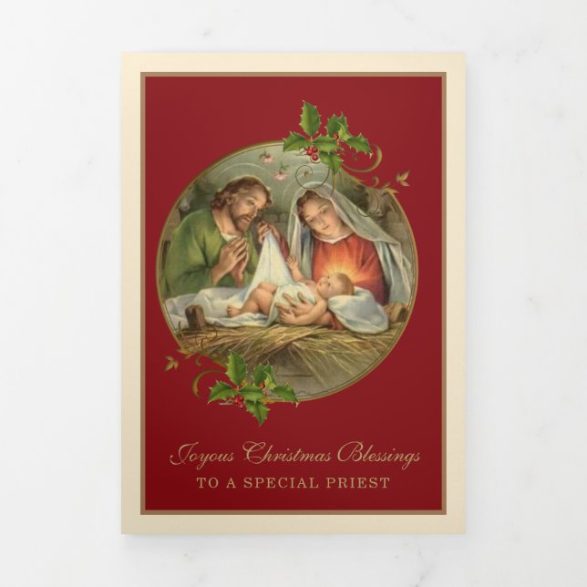 Carte De Fin D'année Trois Volets Noël religieux Jésus Vierge Marie St Joseph (Page de couverture)