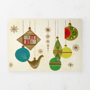 Carte De Fin D'année Trois Volets Noël Rétro-Glam du Milieu du Siècle
