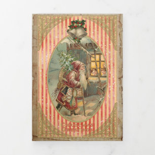 Carte De Fin D'année Trois Volets Noël Vintage - Carte de voeux
