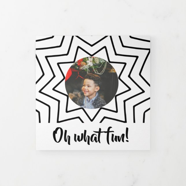 Carte De Fin D'année Trois Volets Oh What Fun Photo Noël personnalisé (Protection)