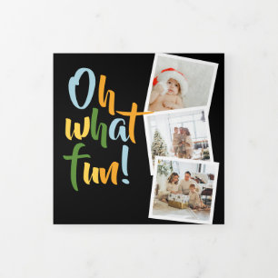 Carte De Fin D'année Trois Volets Oh What Fun Photo Noël personnalisé