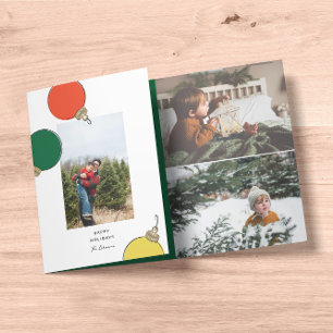 Carte De Fin D'année Trois Volets Ornements Rétro Photo