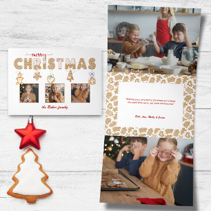 Carte De Fin D'année Trois Volets Pain d'épices mignon Joyeux Noël Multiphoto