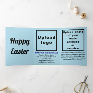 Carte De Fin D'année Trois Volets Pâques Vacances Bleu clair