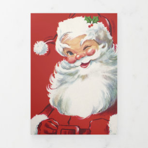 Carte De Fin D'année Trois Volets Père Noël vintage de Noël, joyeux et clin d'œil