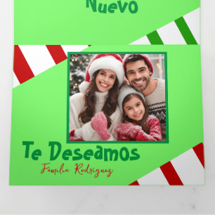 Carte De Fin D'année Trois Volets Photo Feliz Navidad Vacances de Noël Espagnoles