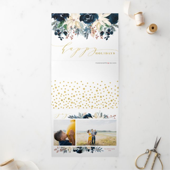 Carte De Fin D'année Trois Volets Photo Holiday (Extérieur)