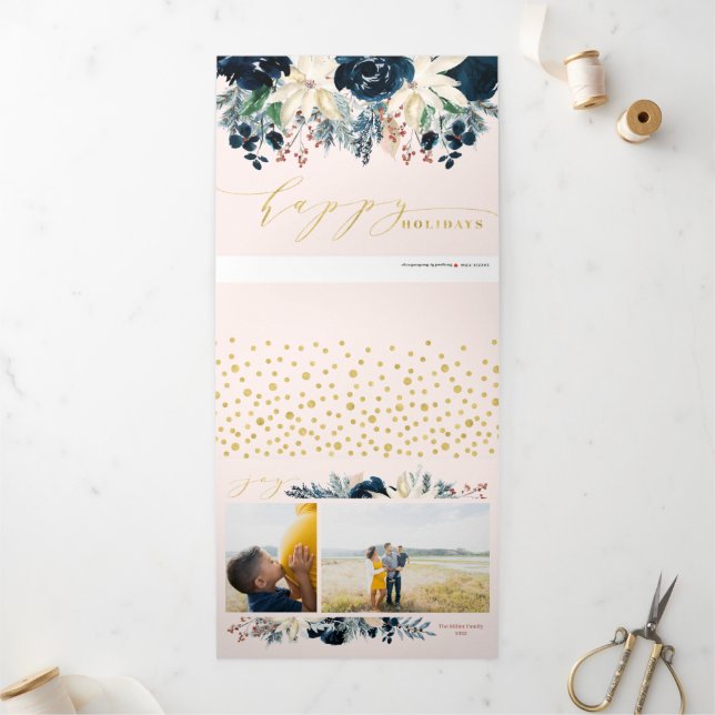 Carte De Fin D'année Trois Volets Photo Holiday (Extérieur)