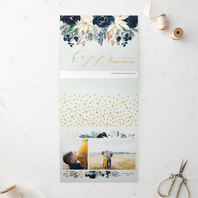 Carte De Fin D'année Trois Volets Photo Holiday (Extérieur)