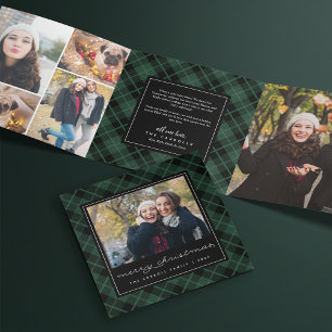 Carte De Fin D'année Trois Volets Photo Plaid Hunter Green Tartan