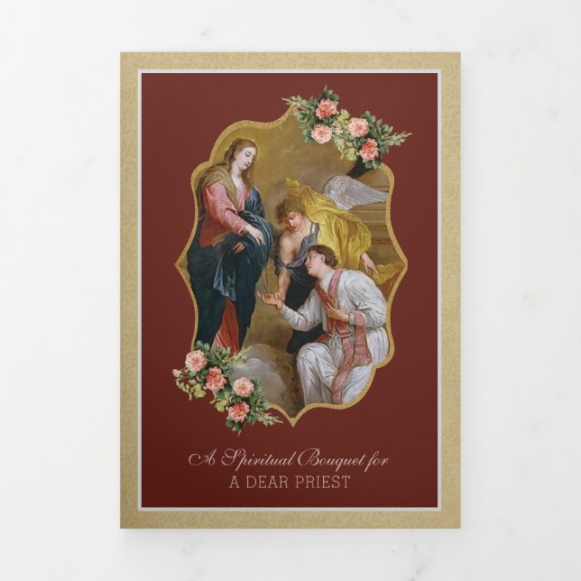 Carte De Fin D'année Trois Volets Prêtre catholique Bouquet spirituel Prière de Sain (Page de couverture)