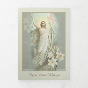 Carte De Fin D'année Trois Volets Prière de la Résurrection de Pâques Poème de Jésus