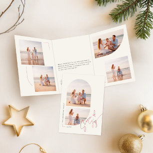 Carte De Fin D'année Trois Volets Saison Moderne de Joie Photo de Famille Noël
