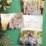 Carte De Fin D'année Trois Volets Script Joyeux Or Chic avec photo courbe<br><div class="desc">Design de vacances chic et moderne avec un script "Joyful" personnalisé élégant dans le style dégradé d'or avec un modèle photo incurvé unique et de subtile aquarelle d'or style paysage d'hiver. Les panneaux offrent des graphiques complémentaires avec des champs de texte et des modèles photo supplémentaires.</div>