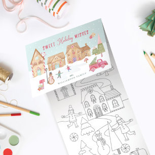 Carte De Fin D'année Trois Volets Sweet Holiday Wings Gingerbread Town Fun Coloring