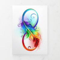 Symbole d'infini avec plume arc-en-ciel
