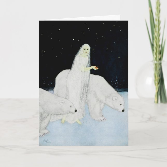 Carte de fin de année Edmund Dulac de Noël d'ours (Devant)