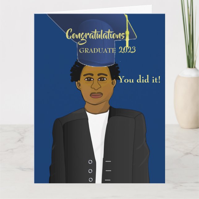 Carte de fin d'études afro-américaine noire (Devant)