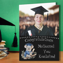 Carte de fin d'études avec deux photos Koala