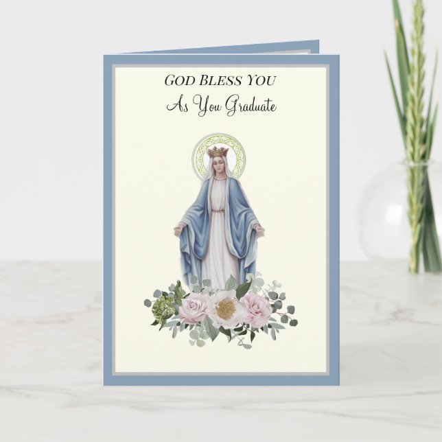 Carte de fin d'études Catholique Vierge Marie (Devant)