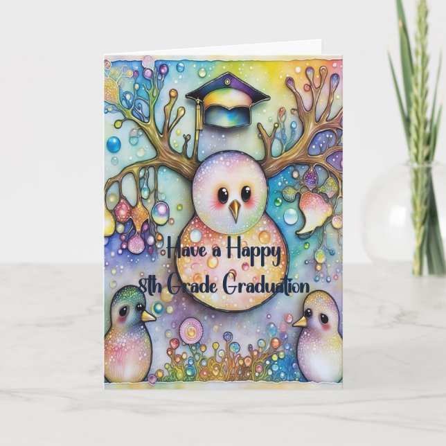 Carte de fin d'études de 8e année avec bonhomme de (Devant)