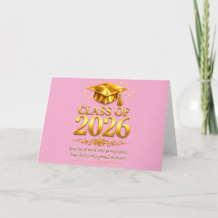 Carte de fin d'études Élégante Or Classe 2026