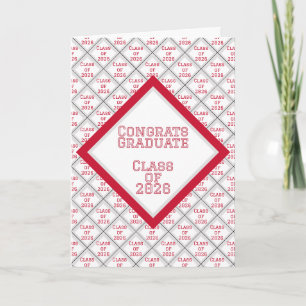 Carte de fin d'études Rouge et Blanc 2026