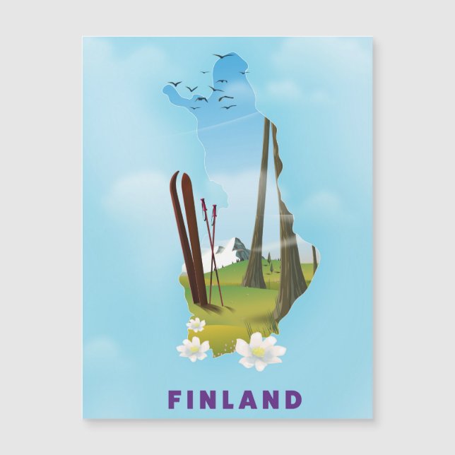 Carte de Finlande Affiche de voyage illustrée (Devant)