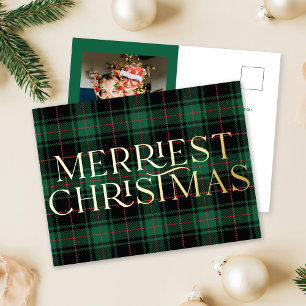 Carte de fioul photo classique Tartan vert de Noël